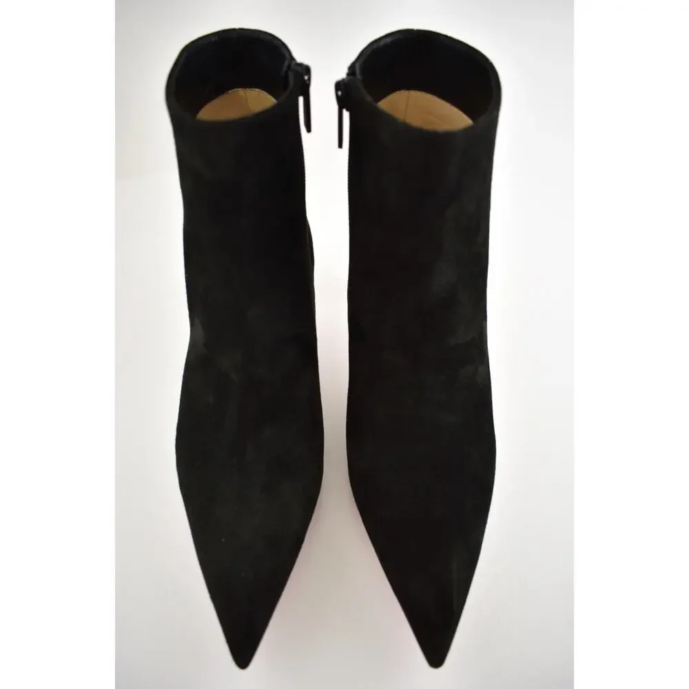 Christian Louboutin Condora Booty 55 Black Suede Pointed Ankle Heel Boot 37.5